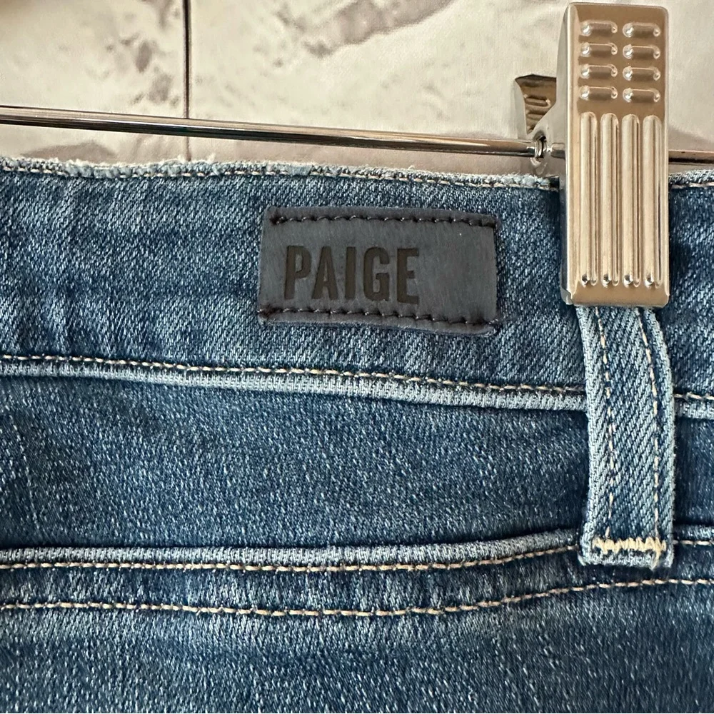PAIGE High Rise Distressed Dark Blue Jeans - Picture 7 of 7